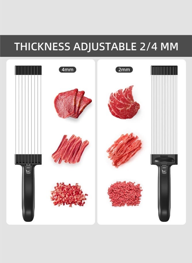 SHABILI Manual Meat Slicer for Home Cooks, ABS+Stainless Steel Meat Cutter with Safe Grip, Adjustable Thickness Meat Cleavers for Slicing Pork Beef Chicken, Manual Meat Cutter for Kitchen Cooking (Black) - Image 5